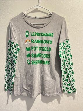 🍀 Way To Celebrate St Patrick's Day Layered Graphic Long Sleeve Top Size XL 🌈